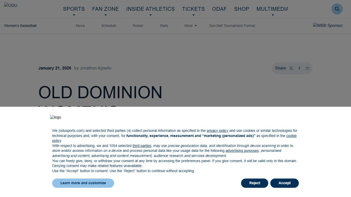 Old Dominion Women’s Basketball Falls to Arkansas State, 84-55 - Old Dominion Athletics